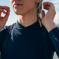 Café du Cycliste Cosette Women's Merino Base Layer Radunterhemd langarm Navy