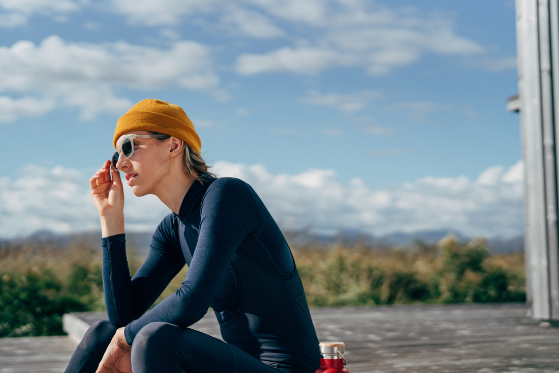 Café du Cycliste Cosette Women's Merino Base Layer Radunterhemd langarm Navy