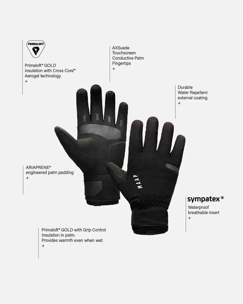 Maap Apex Deep Winter Glove Winter Fahrradhandschuhe Black – VELART