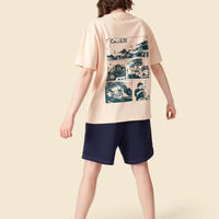 Café du Cycliste Unisex Cotton T-Shirt Col Eze Sand