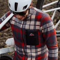 Café du Cycliste Solange Men's Fleece Cycling Jersey Long Sleeve Radtrikot langarm Anthracite / Clay