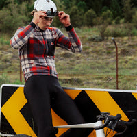 Café du Cycliste Solange Men's Fleece Cycling Jersey Long Sleeve Radtrikot langarm Anthracite / Clay