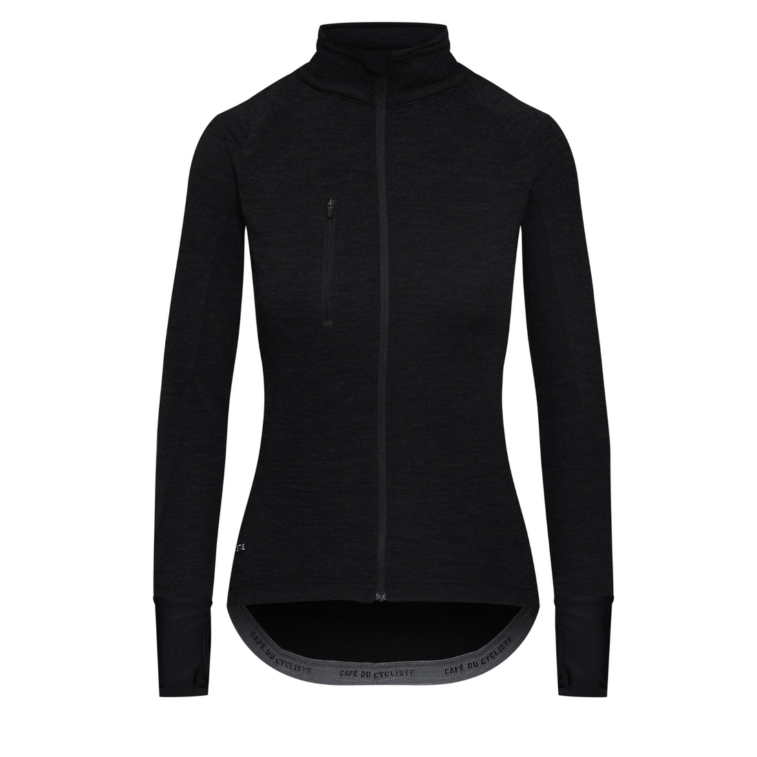 Café du Cycliste Yolande Women's Long Sleeve Merino Cycling Jersey Radtrikot Super Black