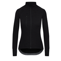 Café du Cycliste Yolande Women's Long Sleeve Merino Cycling Jersey Radtrikot Super Black