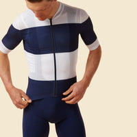 Café du Cycliste Angeline Men's Ultralight Cycling Jersey Radtrikot Navy White