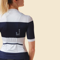 Café du Cycliste Angeline Womens's Ultralight Cycling Jersey Radtrikot Navy White