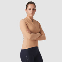 Café du Cycliste Audrey Women's Long Sleeve Brushed Cycling Jersey Radtrikot Beige