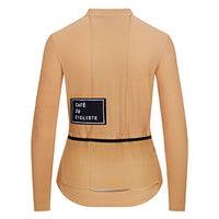 Café du Cycliste Audrey Women's Long Sleeve Brushed Cycling Jersey Radtrikot Beige