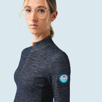 Café du Cycliste Marguerite Women's Long Sleeve Merino Cycling Jersey Radtrikot Navy