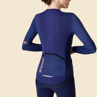 Café du Cycliste Roxane Women's Superlight Long Sleeve Cycling Jersey Radtrikot Navy