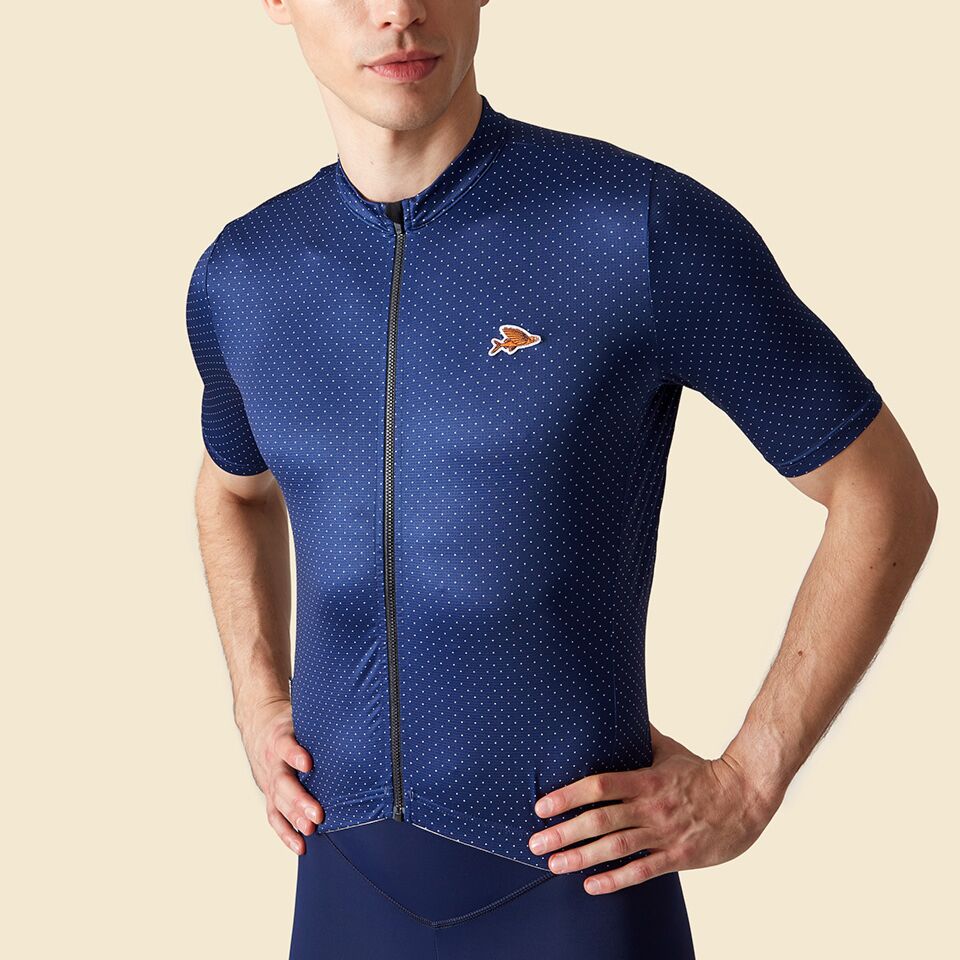 Café du Cycliste Fleurette V2 Men's Lightweight Cycling Jersey Radtrikot Navy
