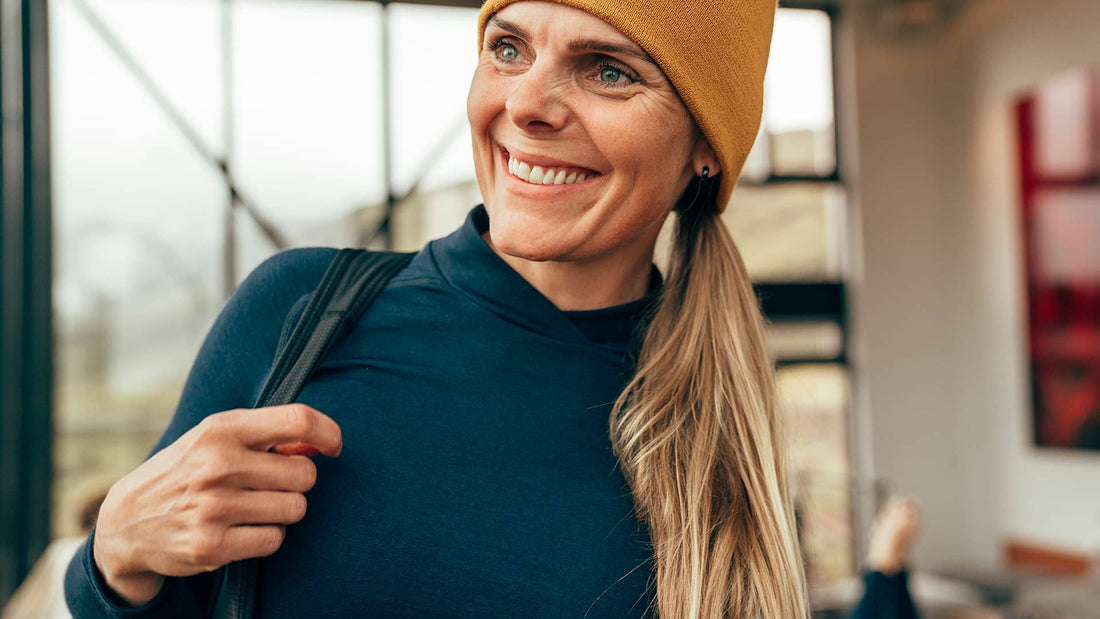Café du Cycliste Cosette Women's Merino Base Layer Radunterhemd langarm Navy
