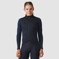 Café du Cycliste Irma Women's Long Sleeve Merino Cycling Jersey Radtrikot Navy