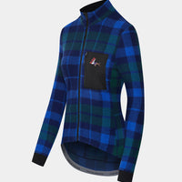 Café du Cycliste Solange Women's Fleece Cycling Jersey Long Sleeve Radtrikot langarm Navyblue Green
