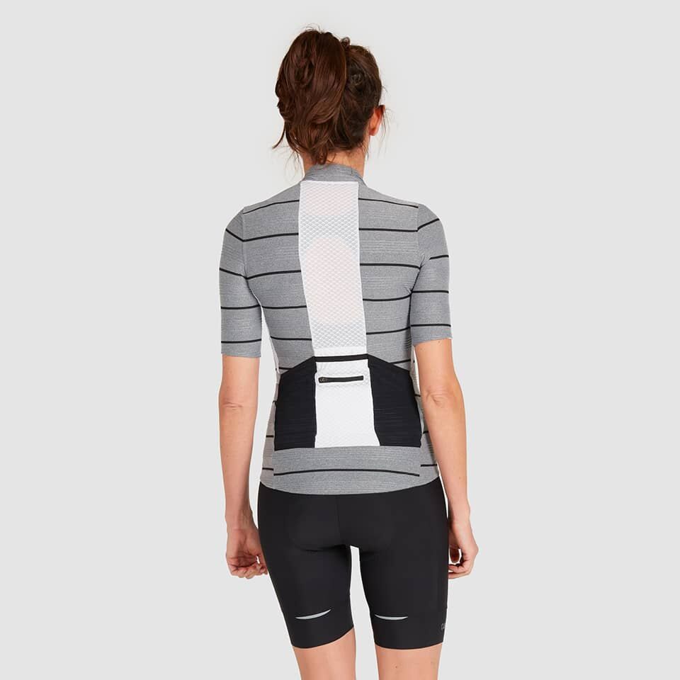 Café du Cycliste Francine Women's Breton Cycling Jersey Radtrikot Double Grey