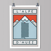 Ciclista fatto a mano L'Alpe d'Huez Stampa artistica in bicicletta