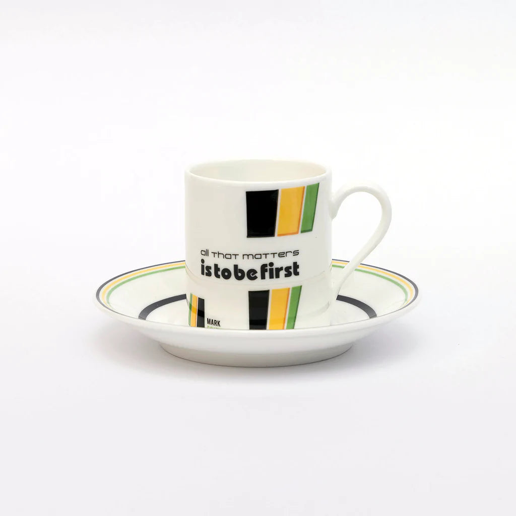 Tasse et soucoupe à expresso Cyclist Mark Cavendish faites à la main