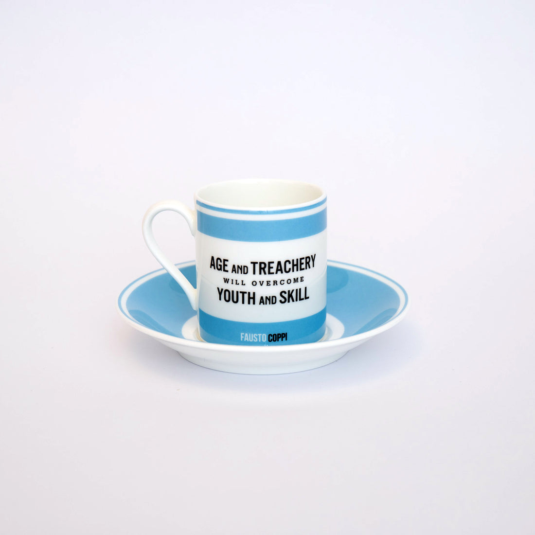 Tasse à expresso et soucoupe Cyclist Fausto Coppi faites à la main