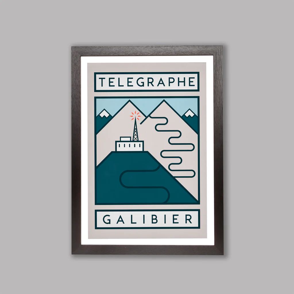 Cycliste fait main Télégraphe Galibier Cyclisme Impression artistique