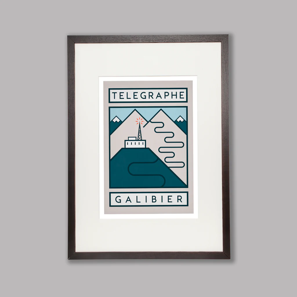 Cycliste fait main Télégraphe Galibier Cyclisme Impression artistique