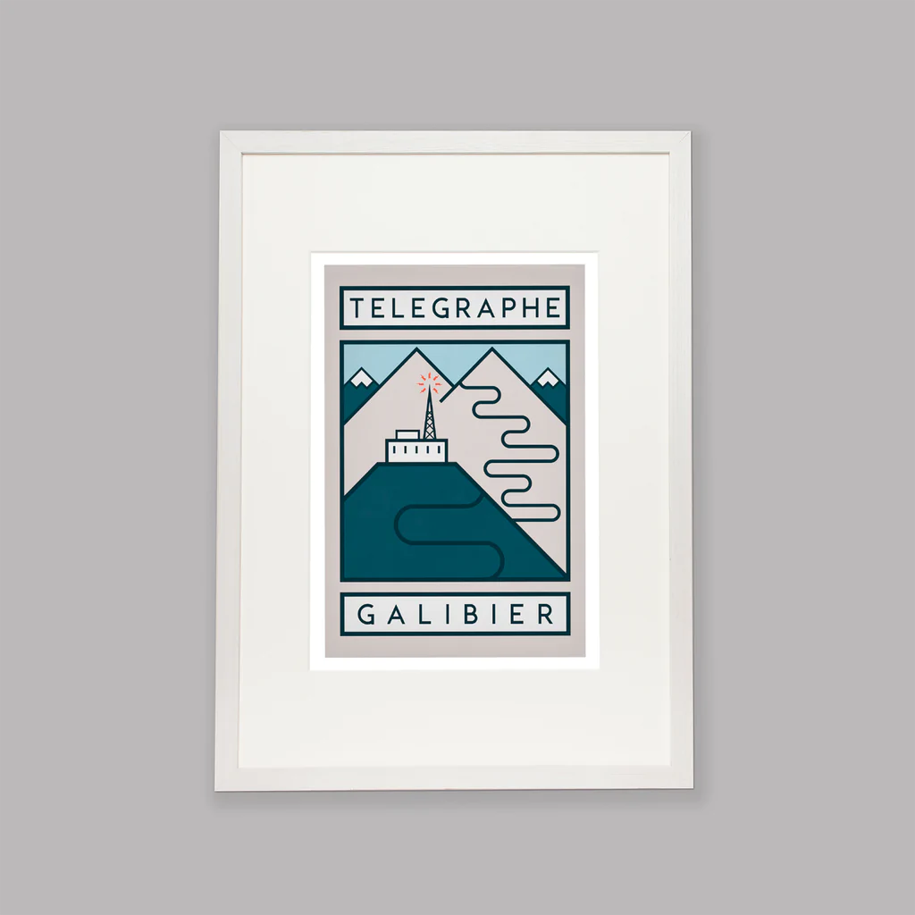 Cycliste fait main Télégraphe Galibier Cyclisme Impression artistique