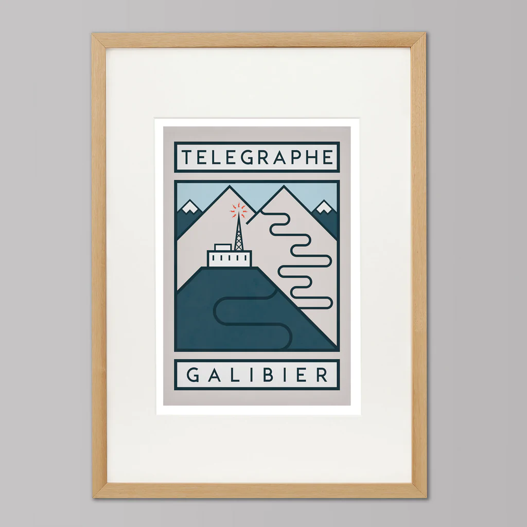 Cycliste fait main Télégraphe Galibier Cyclisme Impression artistique