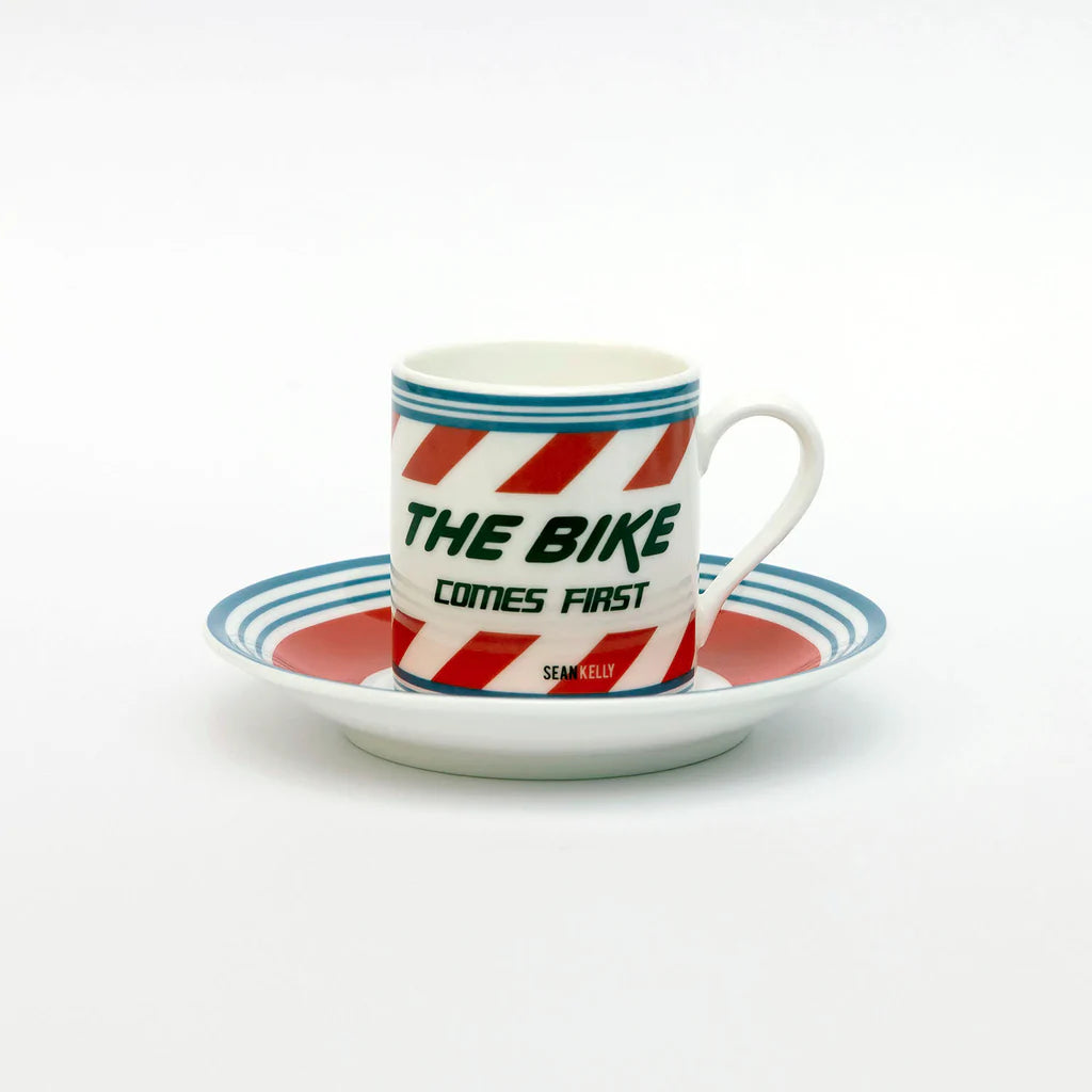 Cycliste fait à la main Sean Kelly Espresso Cup & Saucer