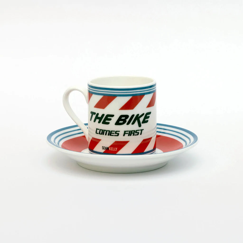 Cycliste fait à la main Sean Kelly Espresso Cup & Saucer