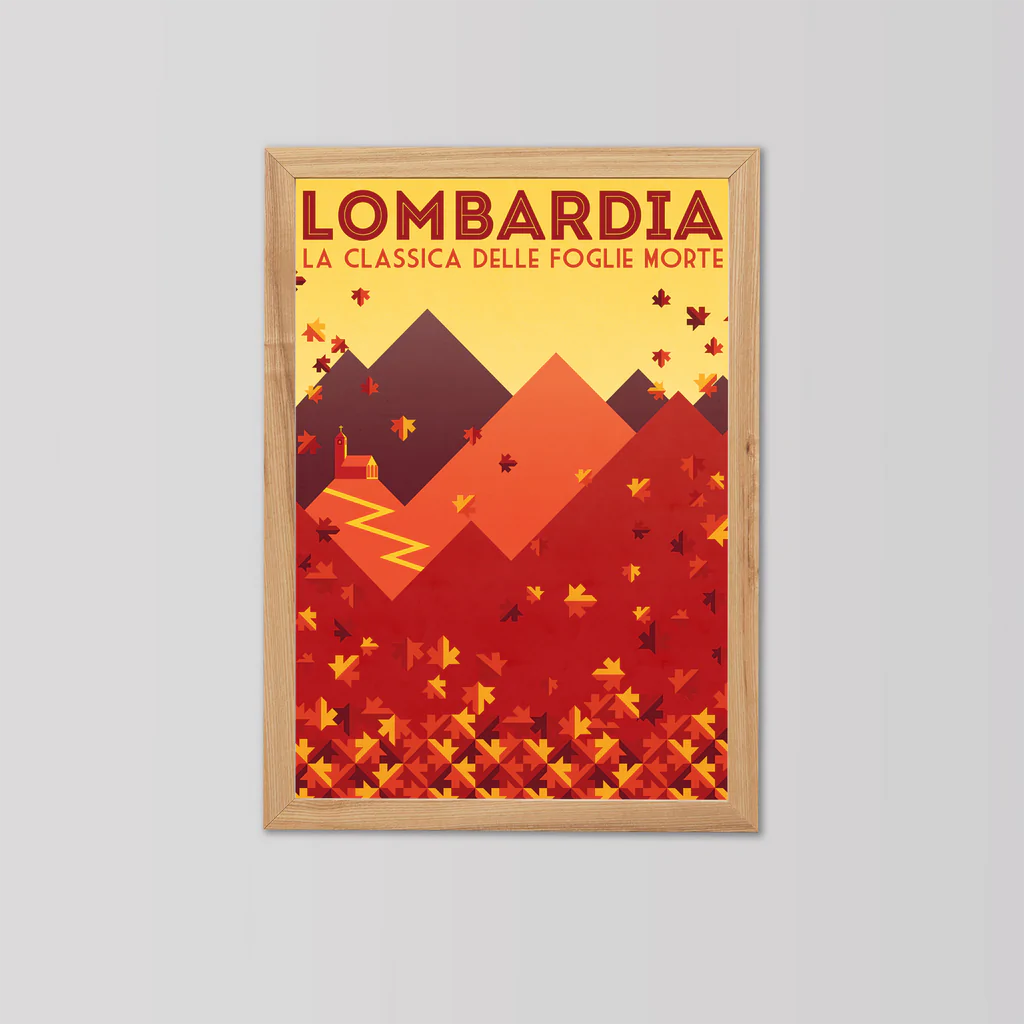 Handmade Cyclist Lombardia: Das Rennen der fallenden Blätter Cycling Art Print