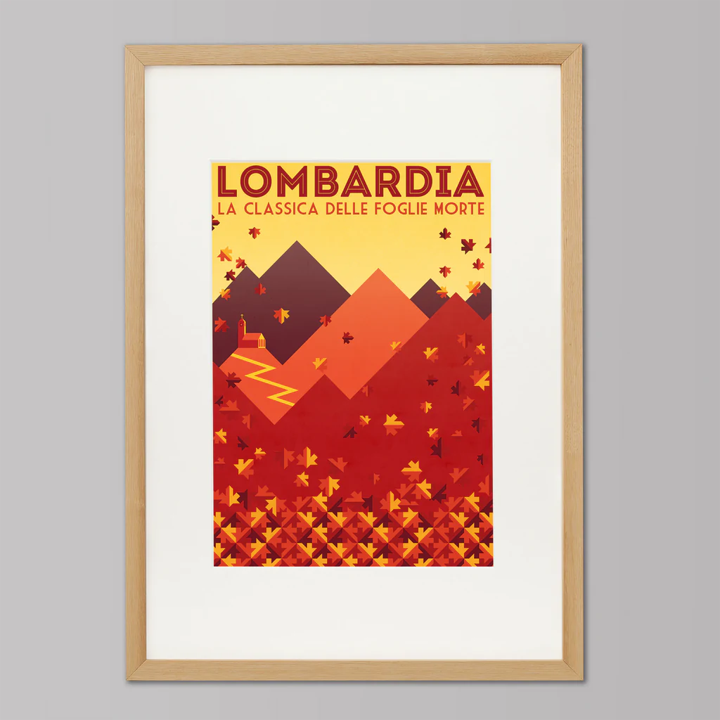 Handmade Cyclist Lombardia: Das Rennen der fallenden Blätter Cycling Art Print