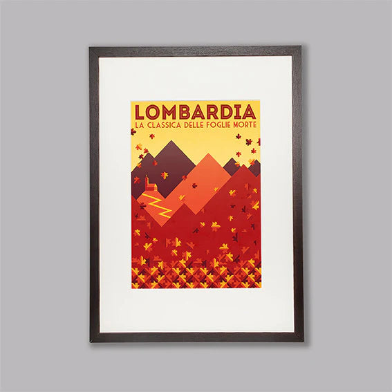 Handmade Cyclist Lombardia: Das Rennen der fallenden Blätter Cycling Art Print