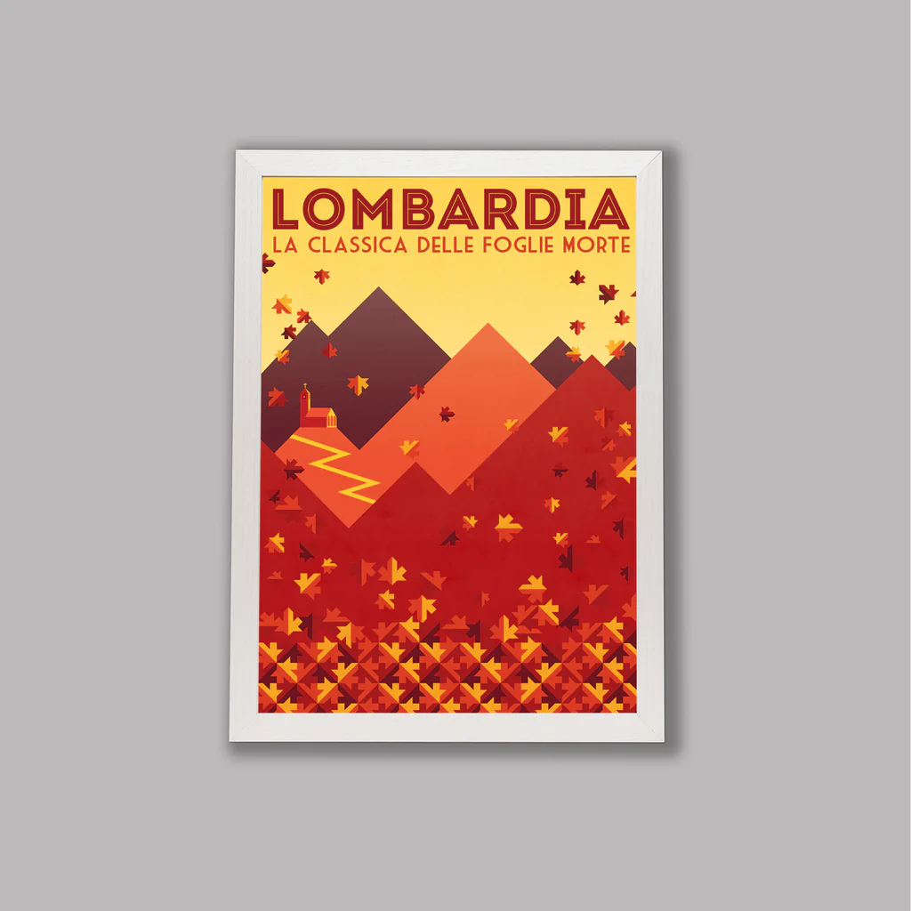 Handmade Cyclist Lombardia: Das Rennen der fallenden Blätter Cycling Art Print
