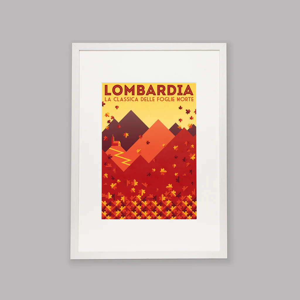 Handmade Cyclist Lombardia: Das Rennen der fallenden Blätter Cycling Art Print