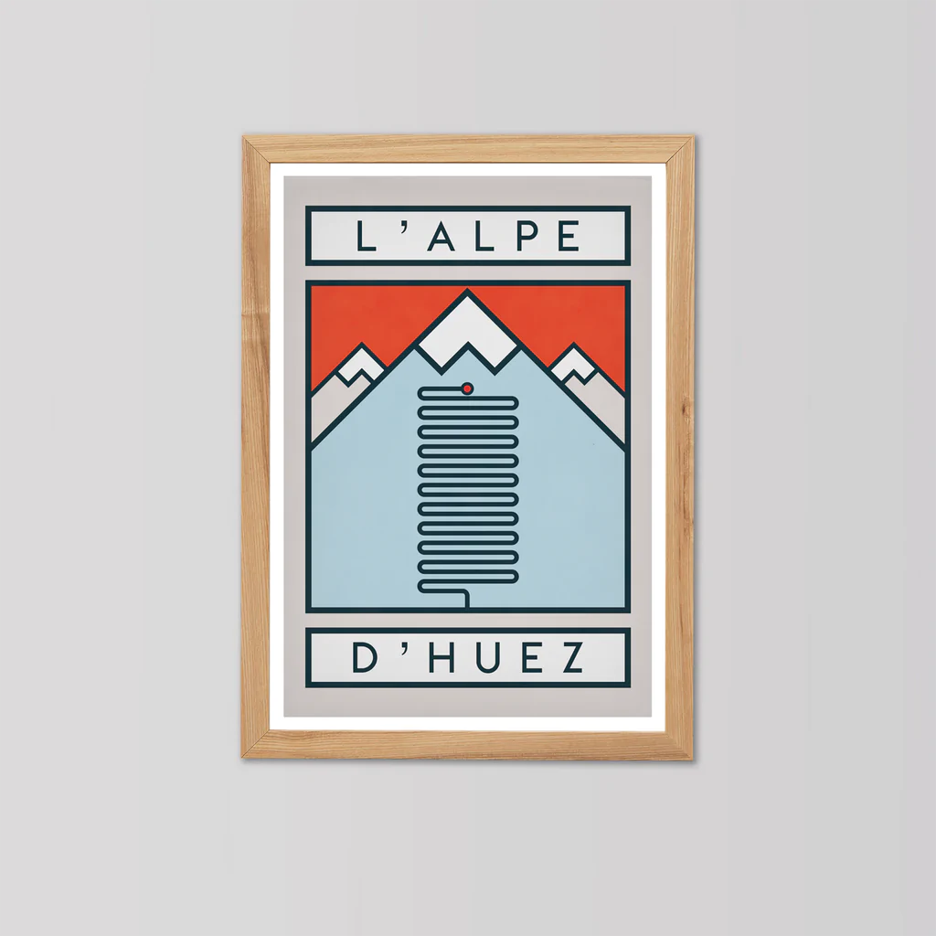 Cycliste fait à la main L'Alpe d'Huez Cyclisme Impression artistique