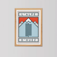Ciclista fatto a mano L'Alpe d'Huez Stampa artistica in bicicletta