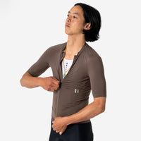 Universal Colours Mono Men's Short Sleeve Jersey Radtrikot Mid Dark Brown