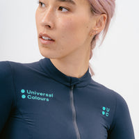 Universal Colours Mono Women’s Thermal Short Sleeve Jersey Radtrikot Smoked Navy Blue