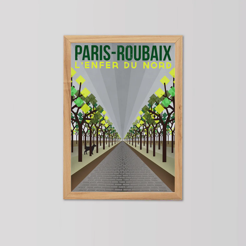 Handmade Cyclist L'Enfer du Nord: Paris Roubaix Cycling Art Print