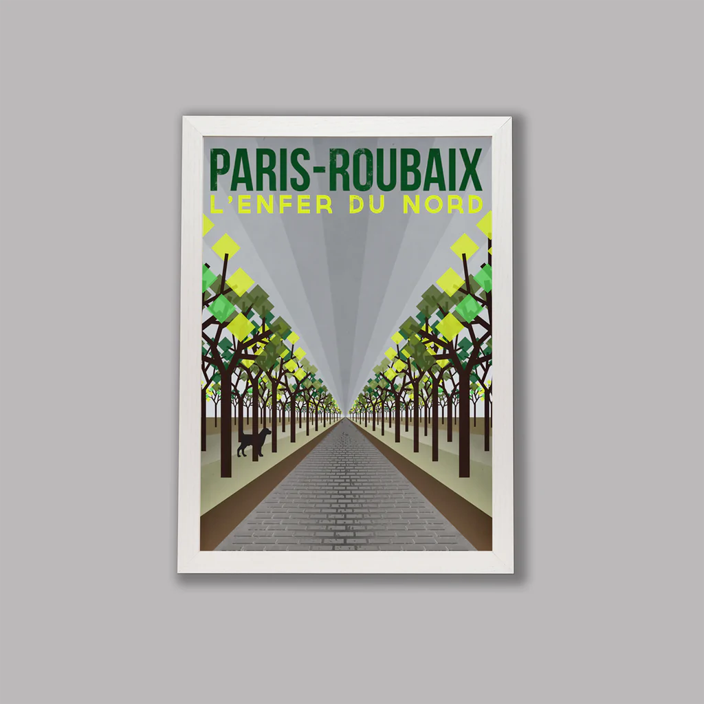 Handmade Cyclist L'Enfer du Nord: Paris Roubaix Cycling Art Print