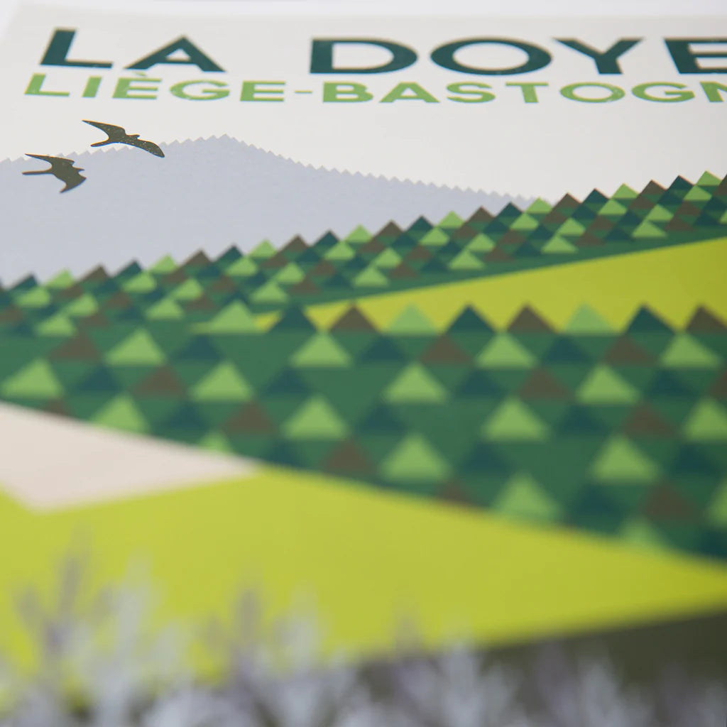 Ciclista fatto a mano La Doyenne: stampa d'arte ciclistica Liegi-Bastogne-Liegi