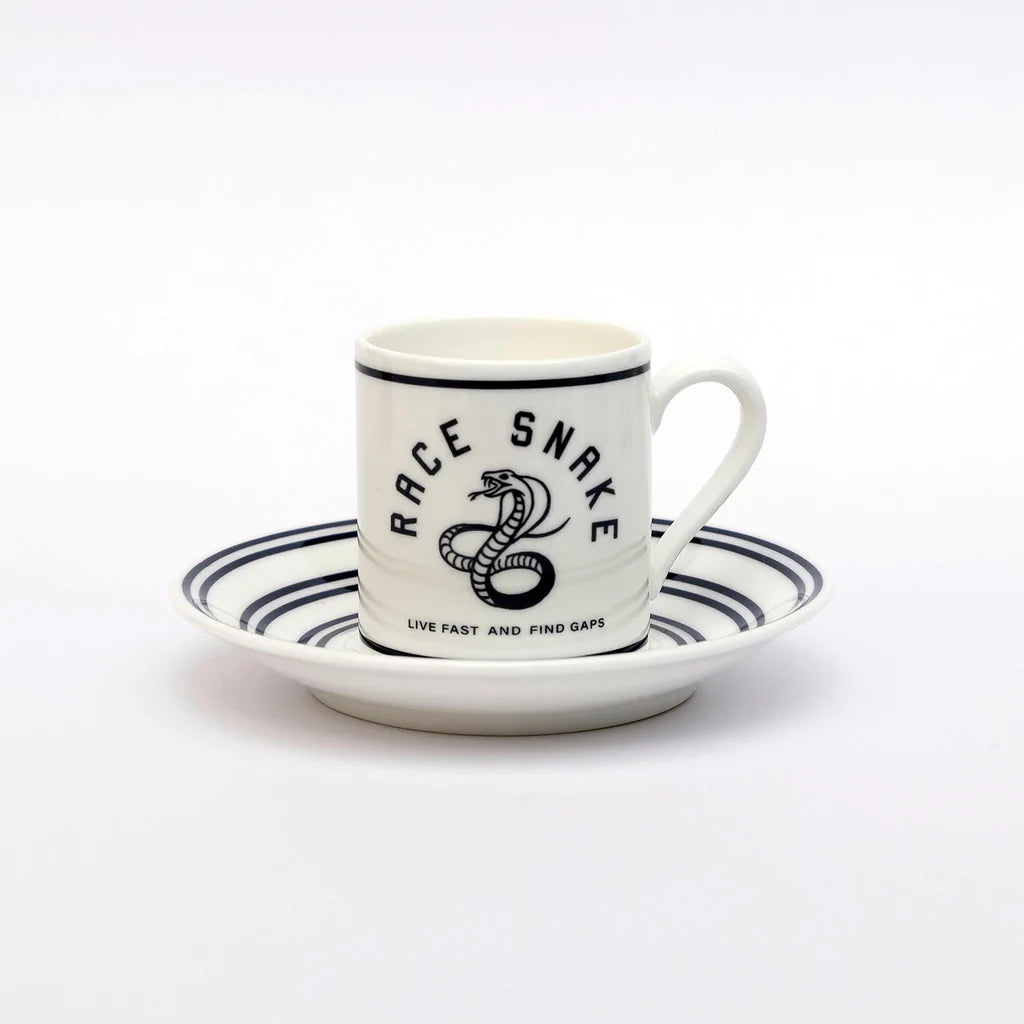Tasse et soucoupe à expresso Cyclist Race Snake faites à la main