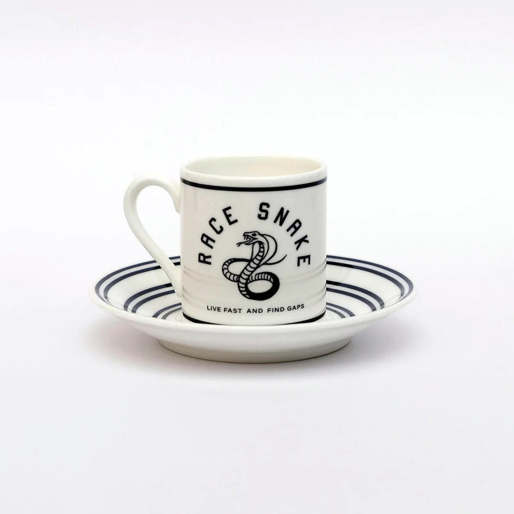 Tasse et soucoupe à expresso Cyclist Race Snake faites à la main