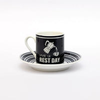 Tasse et soucoupe à expresso Cyclist Vive la Rest Day faites à la main