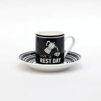 Tasse et soucoupe à expresso Cyclist Vive la Rest Day faites à la main