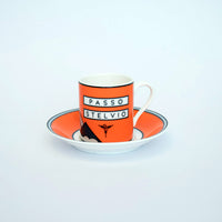 Tasse à expresso et soucoupe Cyclist Passo Stelvio faites à la main
