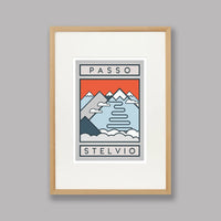 Ciclista fatto a mano Passo Stelvio Cycling Art Print