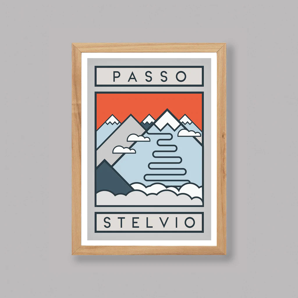 Cycliste fait à la main Passo Stelvio Cyclisme Impression artistique