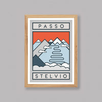 Ciclista fatto a mano Passo Stelvio Cycling Art Print