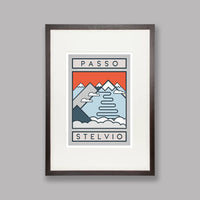 Ciclista fatto a mano Passo Stelvio Cycling Art Print