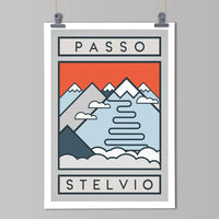 Ciclista fatto a mano Passo Stelvio Cycling Art Print